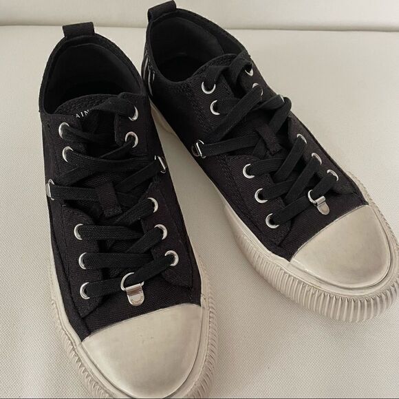 ⭕️ ALL SAINTS Sneakers Black Low Top Designer 9 39 - Picture 6 of 7
